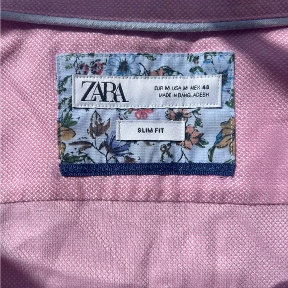 Zara Floral Lined Pink Shirt - Men - Picture 2 of 2